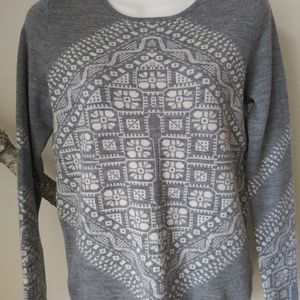 J Crew Gray Cream Fair Isle Sweater Small